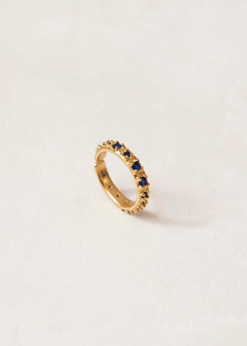 Women's Alohas Reef Adjustable Ring With Crystals Rings Gold / Blue NZ | N9Z-9579