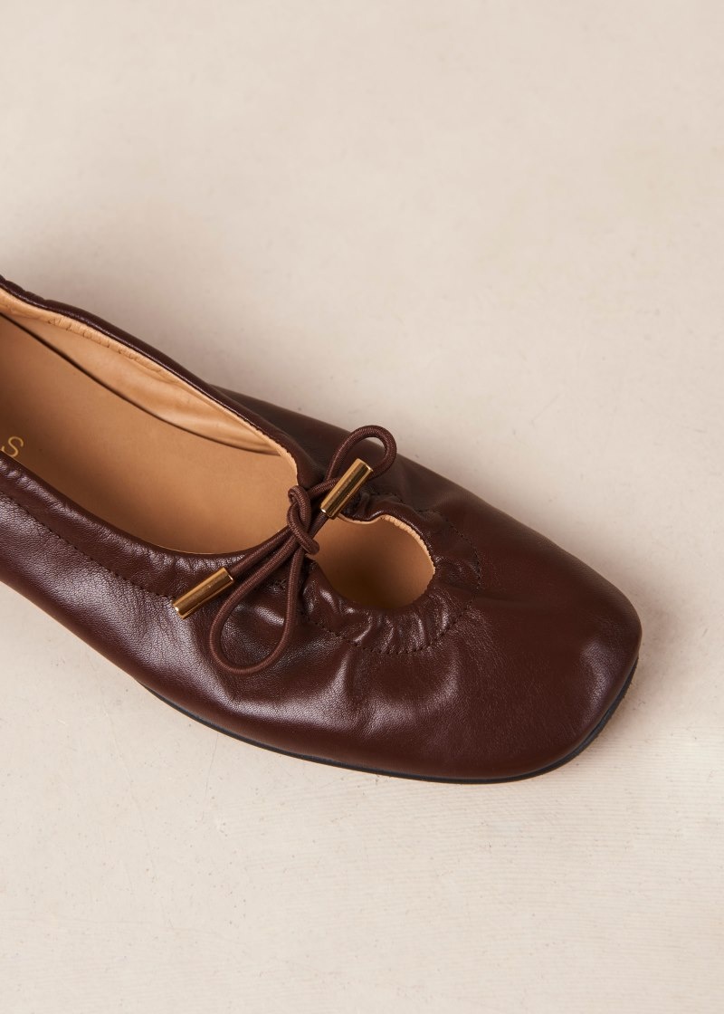 Women's Alohas Rosalind Leather Elasticated Ballet Flats Ballet Flats Brown NZ | P9A-7086