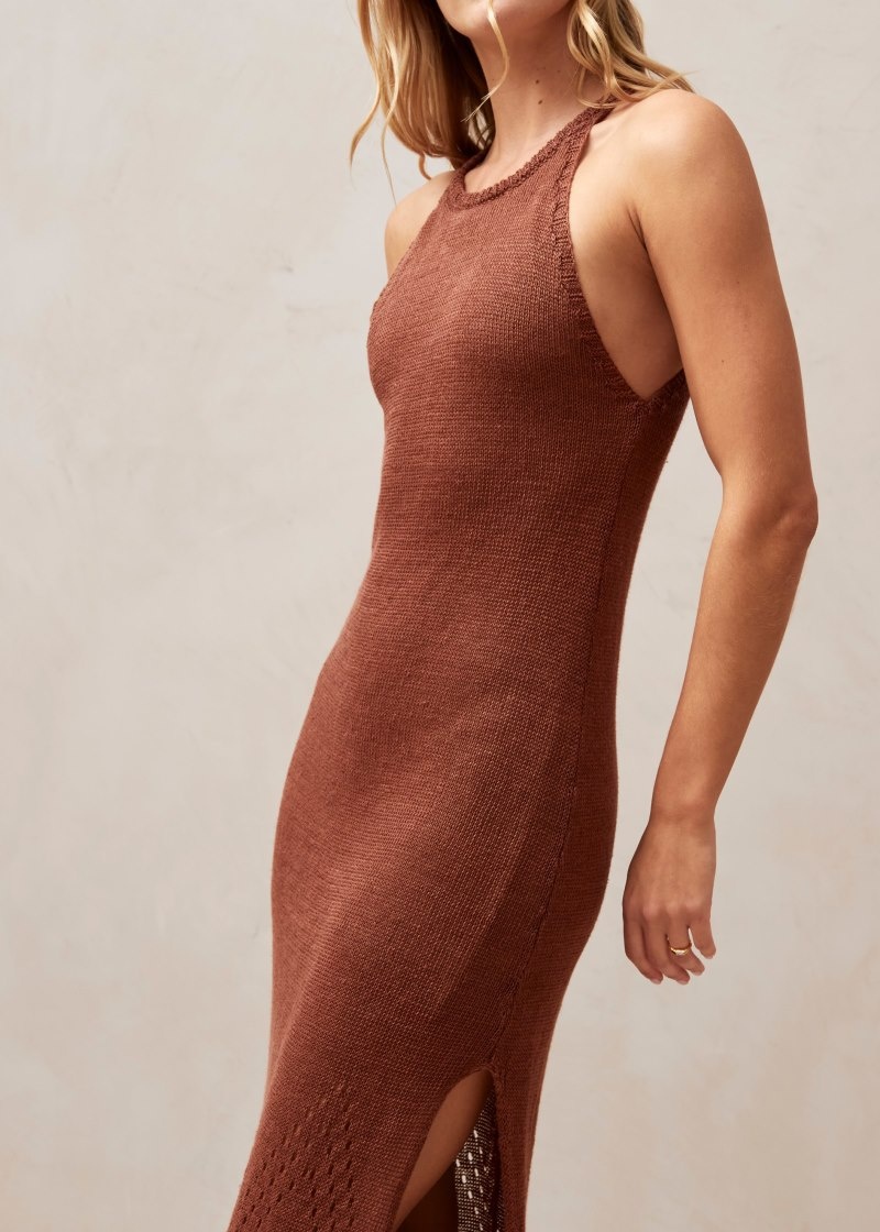 Women's Alohas Sorrento Knit Maxi Dress Dresses Brown NZ | Y0S-1906