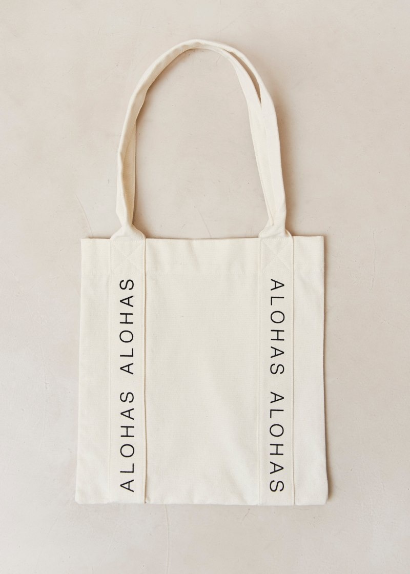 Women's Alohas Summer of Love Cotton Canvas Tote Bag Tote Bags White NZ | H6A-5982