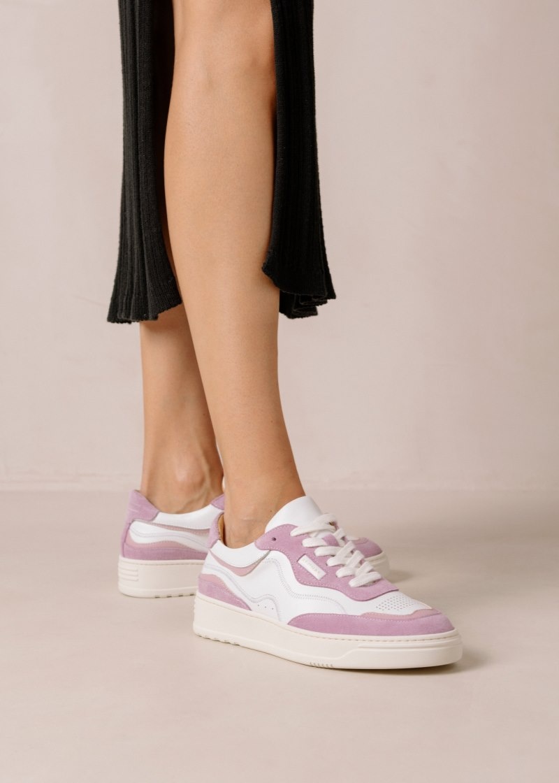 Women's Alohas TB.87 Leather Low-top Sneakers Platform Sneakers White / Purple NZ | U9E-4332