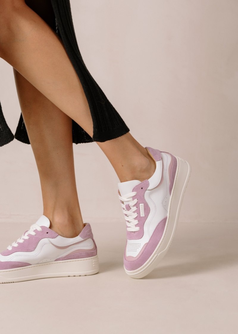 Women's Alohas TB.87 Leather Low-top Sneakers Platform Sneakers White / Purple NZ | U9E-4332