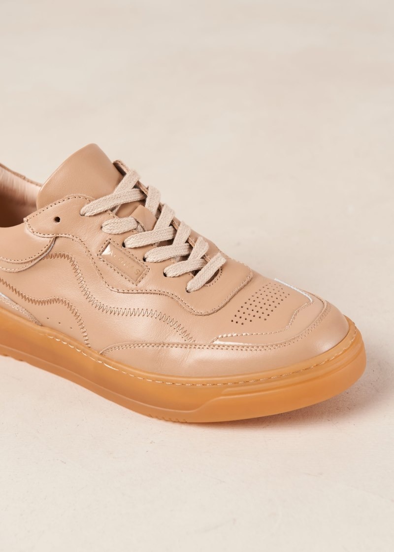 Women's Alohas TB.87 Taupe Leather Sneakers With Suede Details Platform Sneakers Beige NZ | G9K-5771