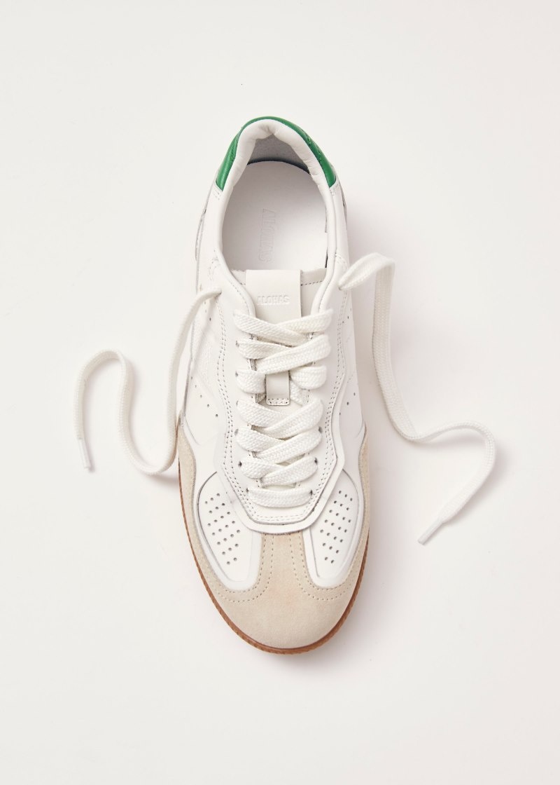 Women's Alohas Tb.490 Leather Sneakers With Heel Tabs Flat Sneakers White / Green NZ | E8M-1799