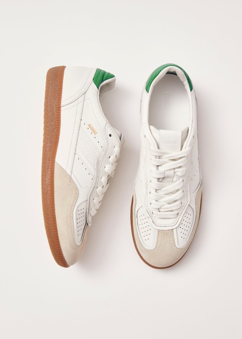 Women's Alohas Tb.490 Leather Sneakers With Heel Tabs Flat Sneakers White / Green NZ | E8M-1799