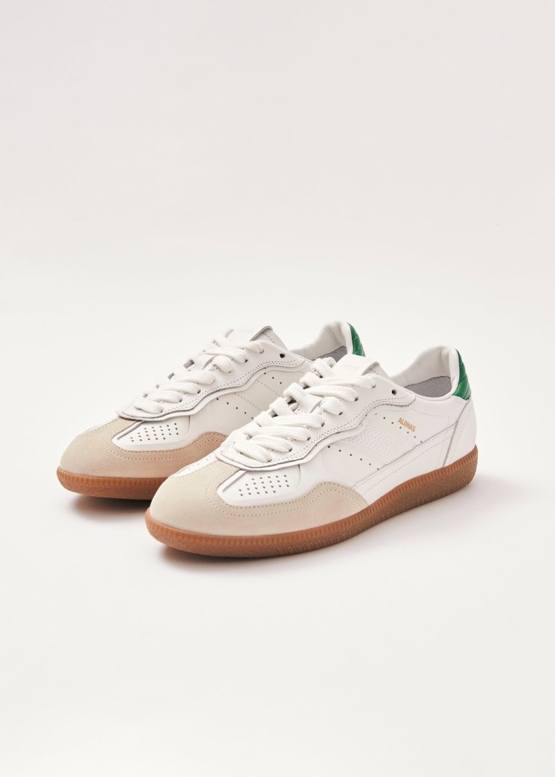 Women's Alohas Tb.490 Leather Sneakers With Heel Tabs Flat Sneakers White / Green NZ | E8M-1799