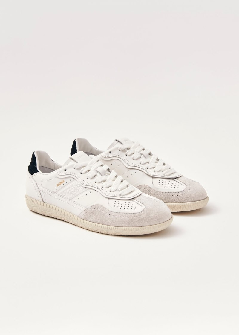 Women's Alohas Tb.490 Leather Sneakers With Heel Tabs Flat Sneakers White / Black NZ | X6F-8415