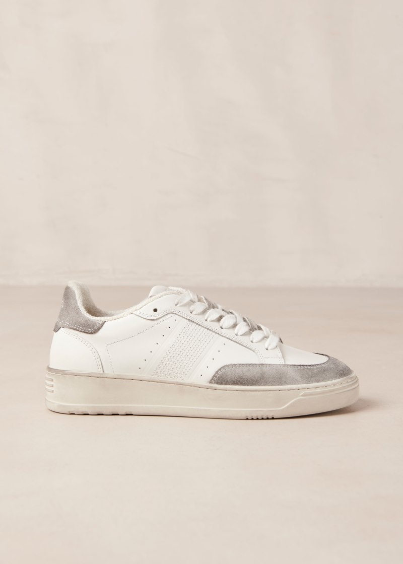 Women's Alohas Tb.780 Leather Distressed Low-top Sneakers Platform Sneakers White / Grey NZ | P4Q-3422