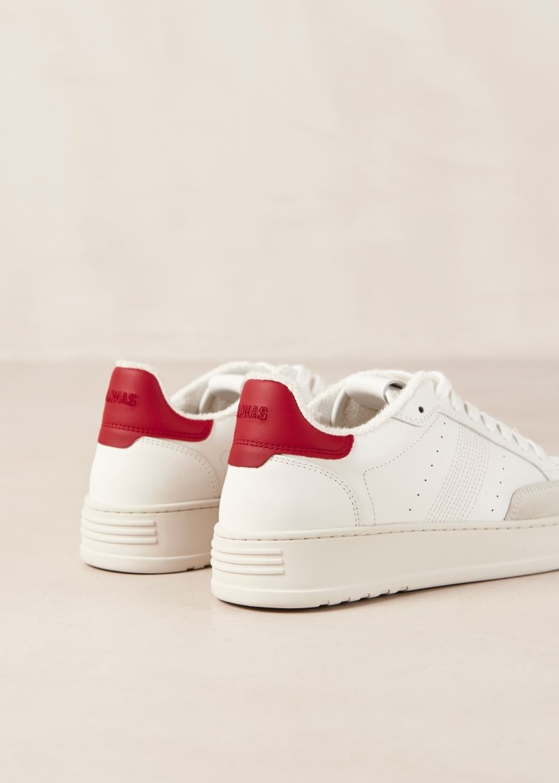 Women's Alohas Tb.780 Leather Low-top Sneakers Platform Sneakers White / Red NZ | G7R-1629