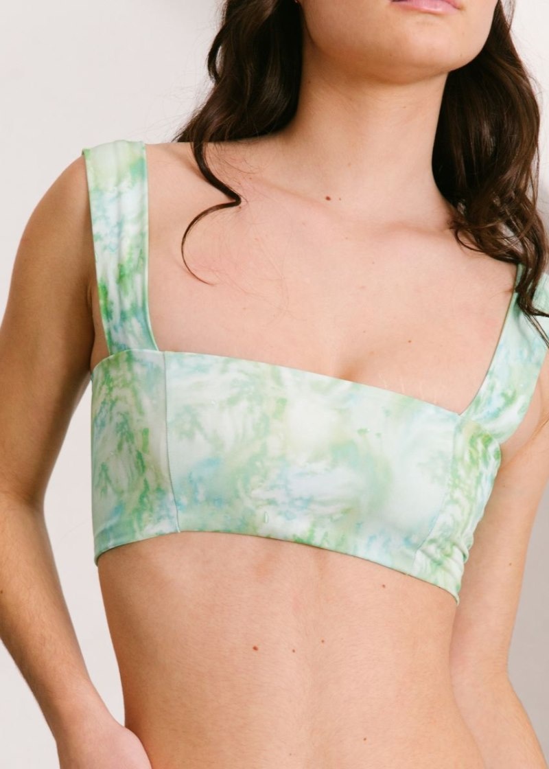 Women's Alohas The Square Eco-friendly Bikini Top Made From Recycled Nylon Swimwear Green NZ | A6Z-0204