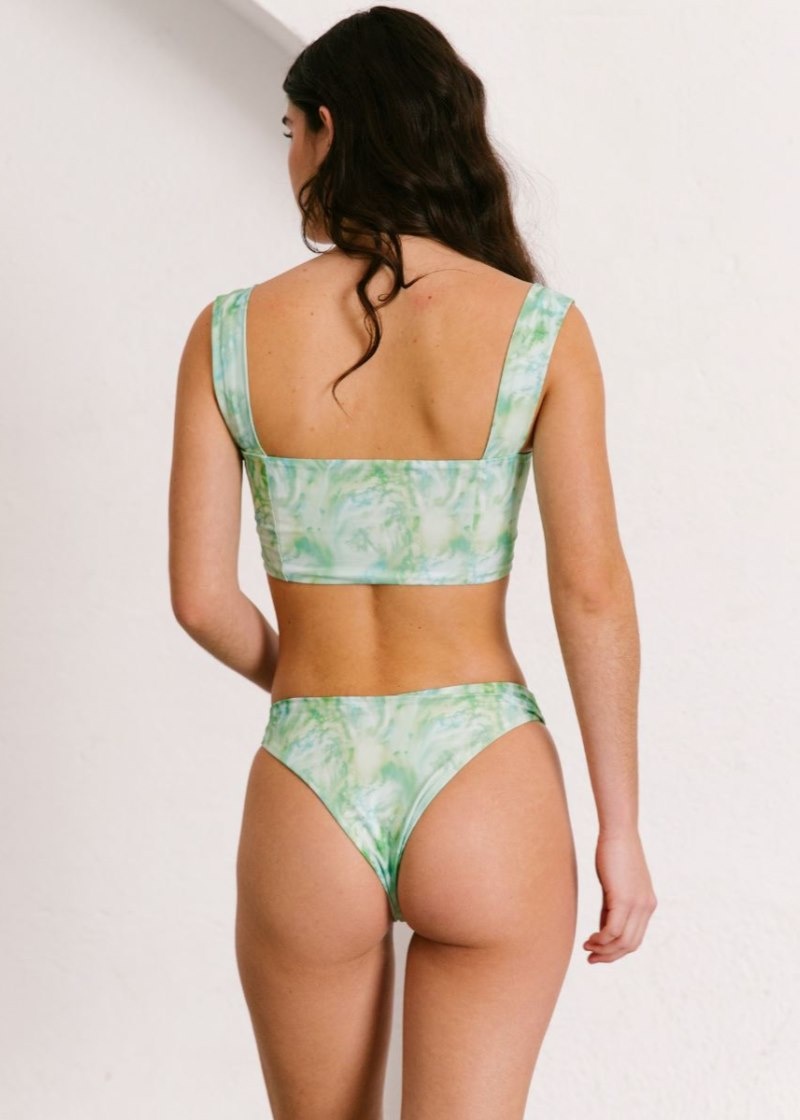 Women's Alohas The Square Eco-friendly Bikini Top Made From Recycled Nylon Swimwear Green NZ | A6Z-0204