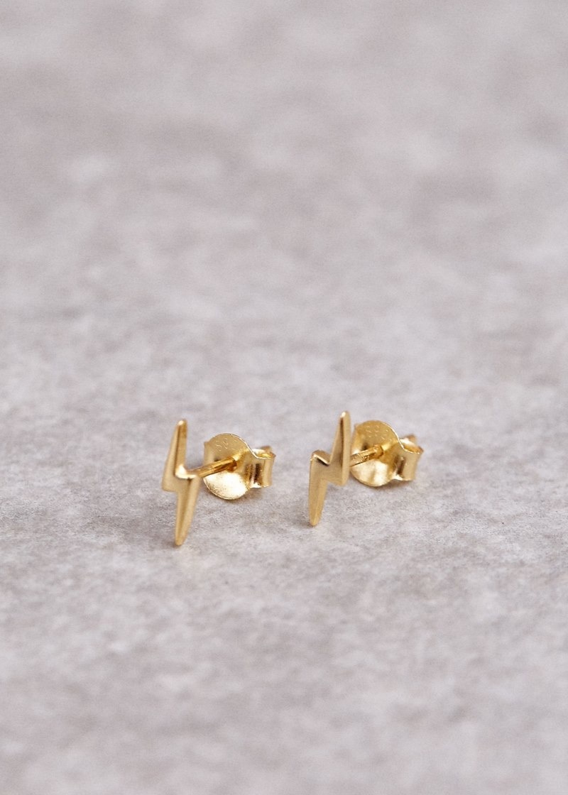 Women's Alohas Thunderbolt Thunderbolt Stud Earrings Earrings Gold NZ | S0I-2674