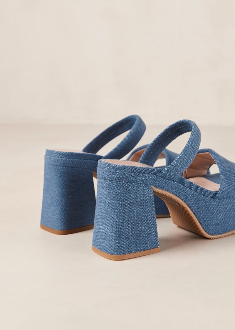 Women's Alohas Viviana Denim Platform Heels Heels Blue NZ | I7M-3131