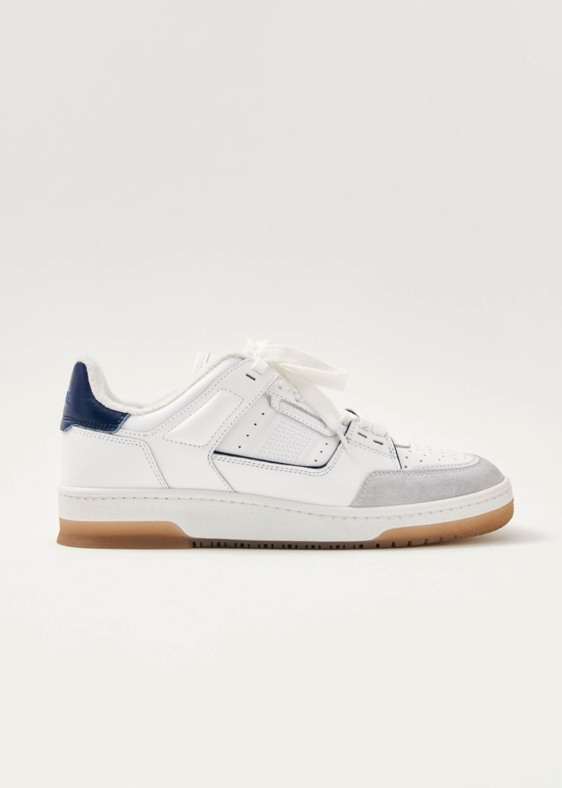 Women's Alohas tb.89 Leather Sneaker With Heel Tabs Platform Sneakers White / Navy NZ | Z6D-6728