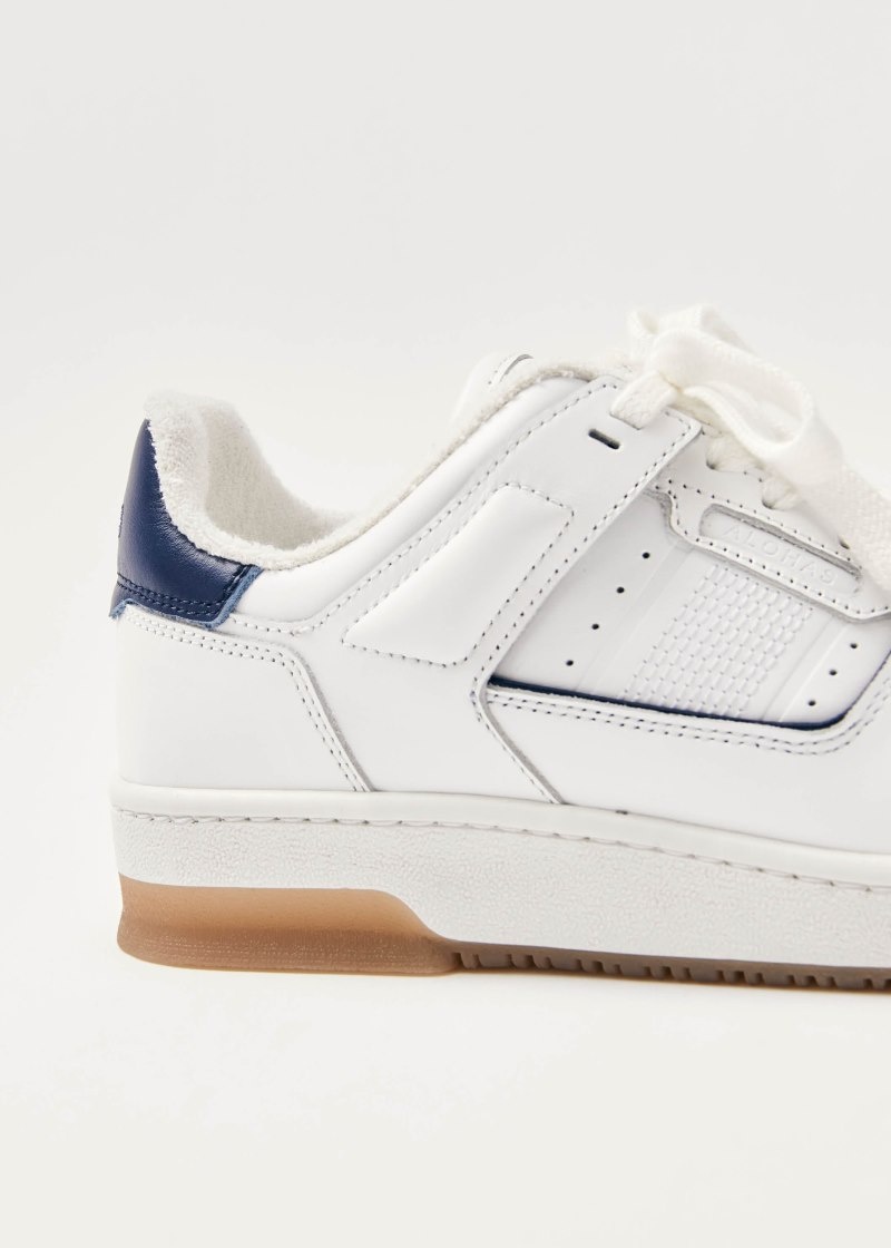 Women's Alohas tb.89 Leather Sneaker With Heel Tabs Platform Sneakers White / Navy NZ | Z6D-6728