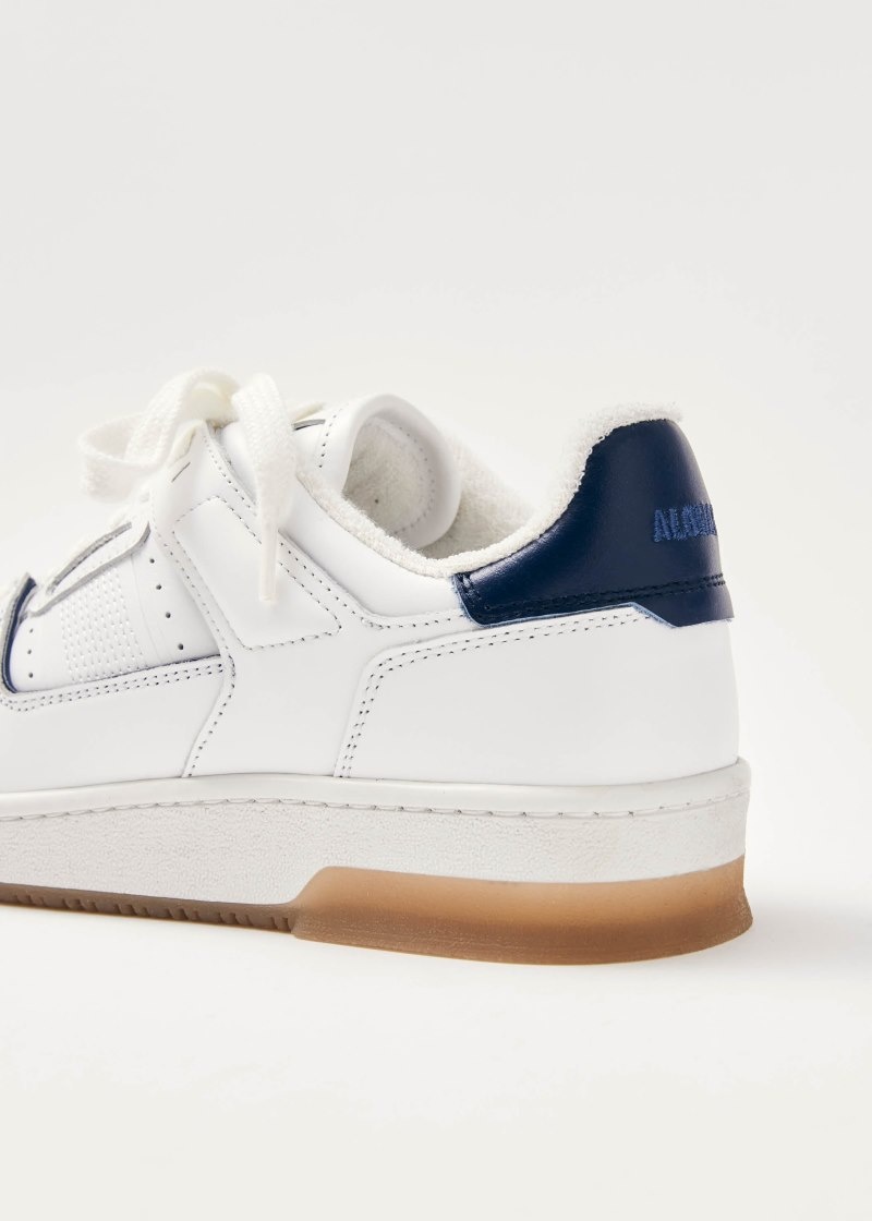 Women's Alohas tb.89 Leather Sneaker With Heel Tabs Platform Sneakers White / Navy NZ | Z6D-6728