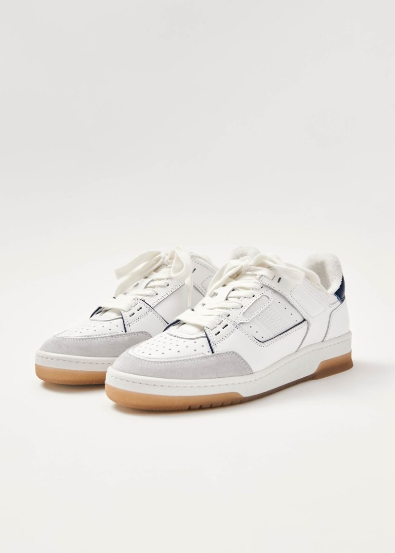 Women's Alohas tb.89 Leather Sneaker With Heel Tabs Platform Sneakers White / Navy NZ | Z6D-6728