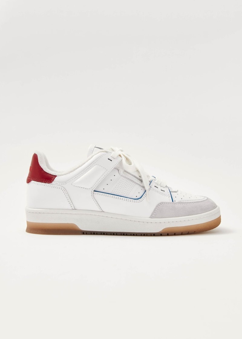 Women's Alohas tb.89 Leather Sneaker With Heel Tabs Platform Sneakers White / Red NZ | D7M-6592